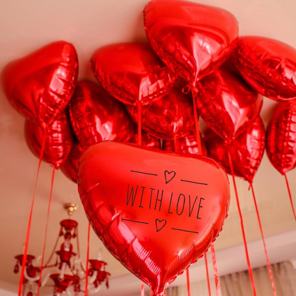 5PCS 18 Inches Large Foil Red Heart Shaped Balloons for Valentine's Day Wedding Shower Anniversary Engagement Decoration