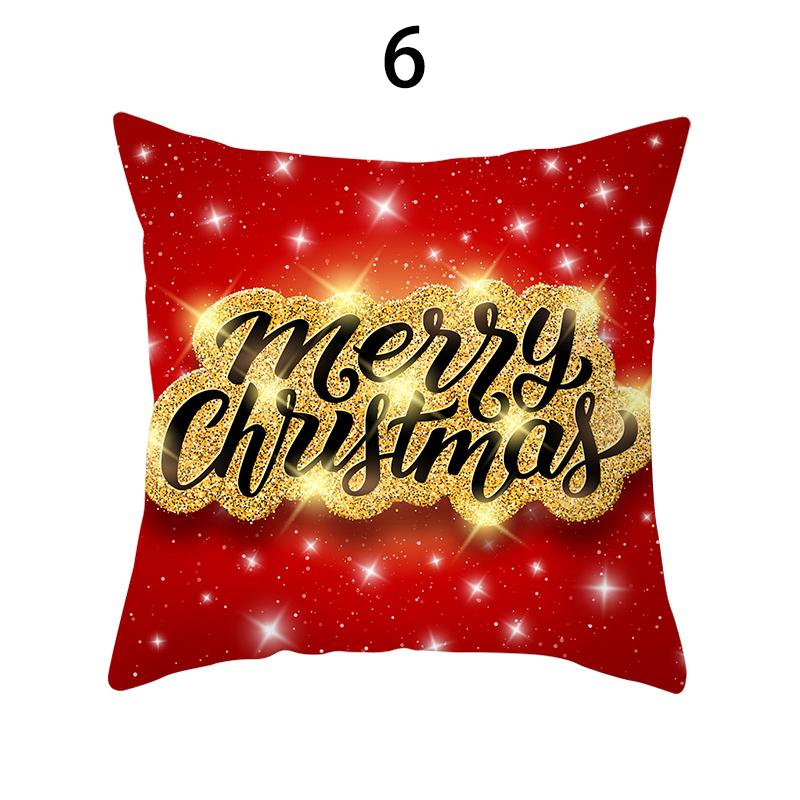 Merry Christmas Cushion Cover Xmas Pillowcase Happy New Year Navidad Santa Claus Red Pillow Cover Ornament Gifts Home Decor