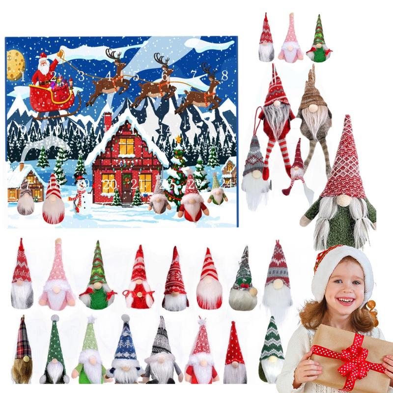 2026 Christmas Gnome Advent Calendar Gnome Christmas Decorations 24 Days Christmas Countdown Ornaments Dwarf Dolls Collections