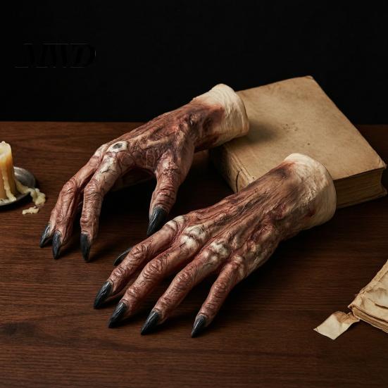 Spooky Zombie Hands for Parties 1 Pair Halloween Costume Gloves Adults Kids, Horror Realistic Cosplay Accessories Gloves, Latex Scary Ghost
