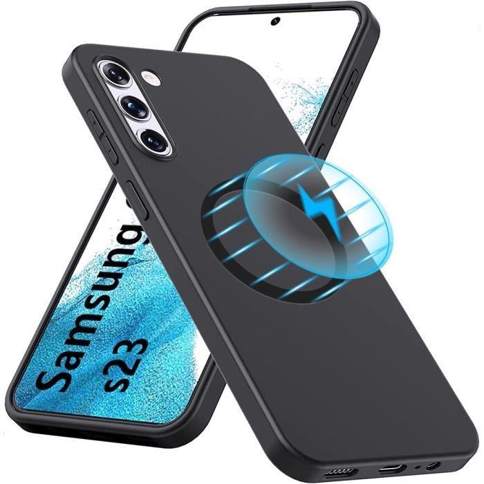 Coque - BOOLING - pour Samsung Galaxy S23 - Silicone - Antidérapante - Bords surélevés - Noir