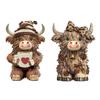 1/2Pcs Coffee Theme Highland Cattle Statue Coffee Mug Highland Cow Resin Figurine Sculpture Home Office
