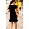 Women's Black Short Sleeve Six Ruffle Dress Arm-20y001032