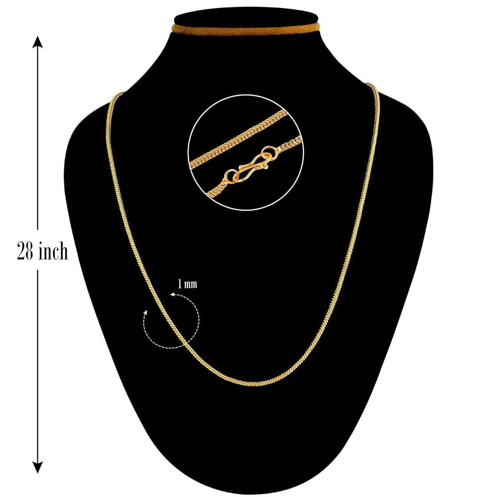 Designer Golden Chain Thin Light Weighted Gold Plated Gold Chain For Girls Women Men Boys 28 Inches