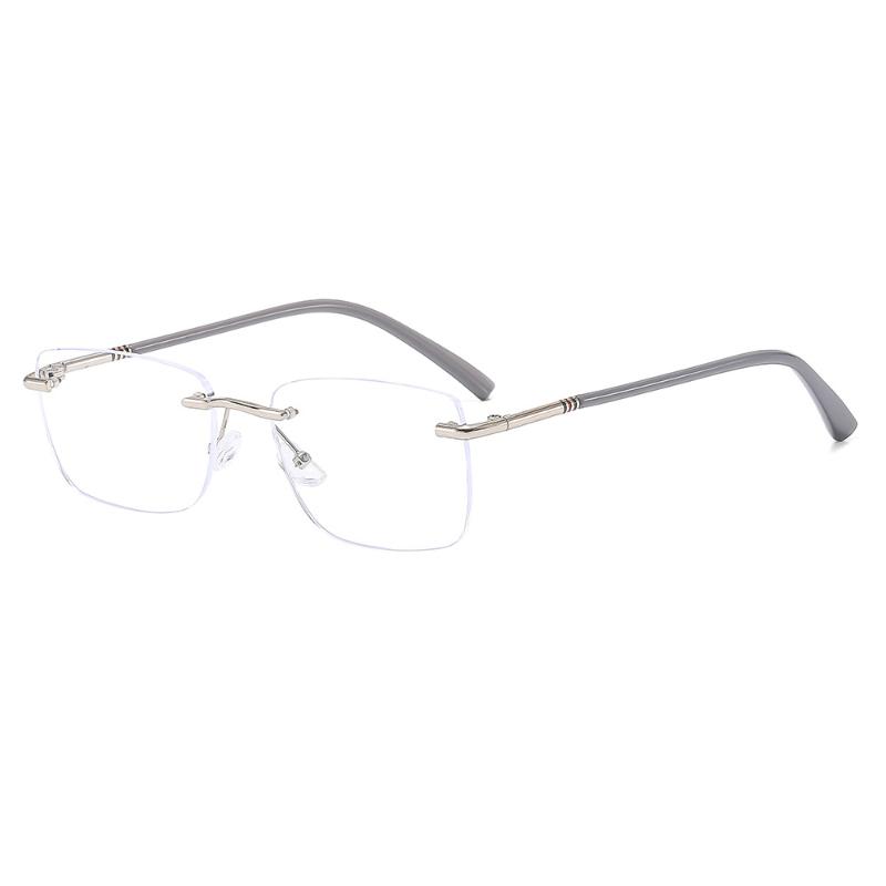 

Retro Rimless Reading Glasses Men Anti Blue Light Resist Fatigu Frameless Glasses Frame Eyewear +400 degrees сірий