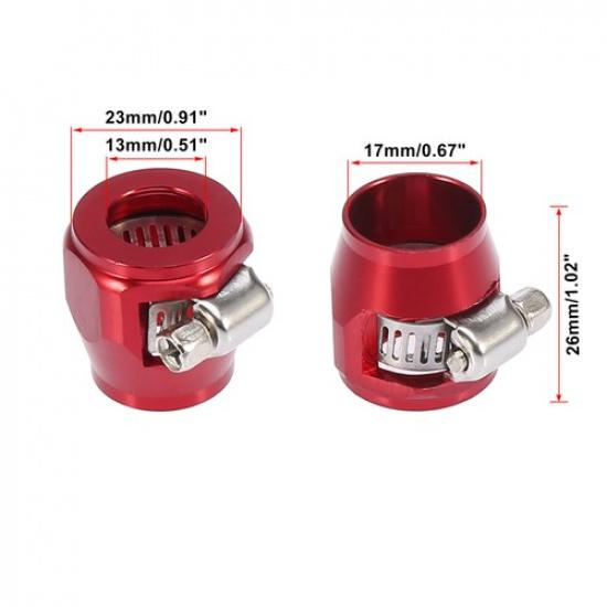FOUR AN8 Hex Red Car Hose Finisher Rubber Pipe Clamp Universal Fuel Water Hose