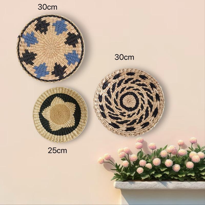 3/4/7pcs Bohemian Style Wall Basket Set Hanging Wall Basket Decoration Bohemian Style Wall Decoration Environmental Round Art