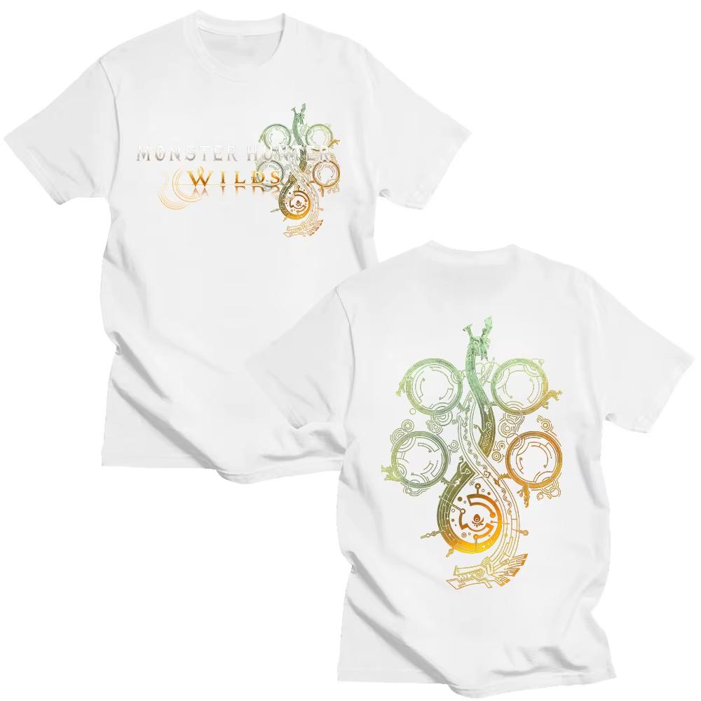 Trička s logem Monster Hunter Wilds Horká hra Nové pánské bavlněné topy Unisex Kulatý výstřih Krátký rukáv Módní Estetické Y2K Tričko