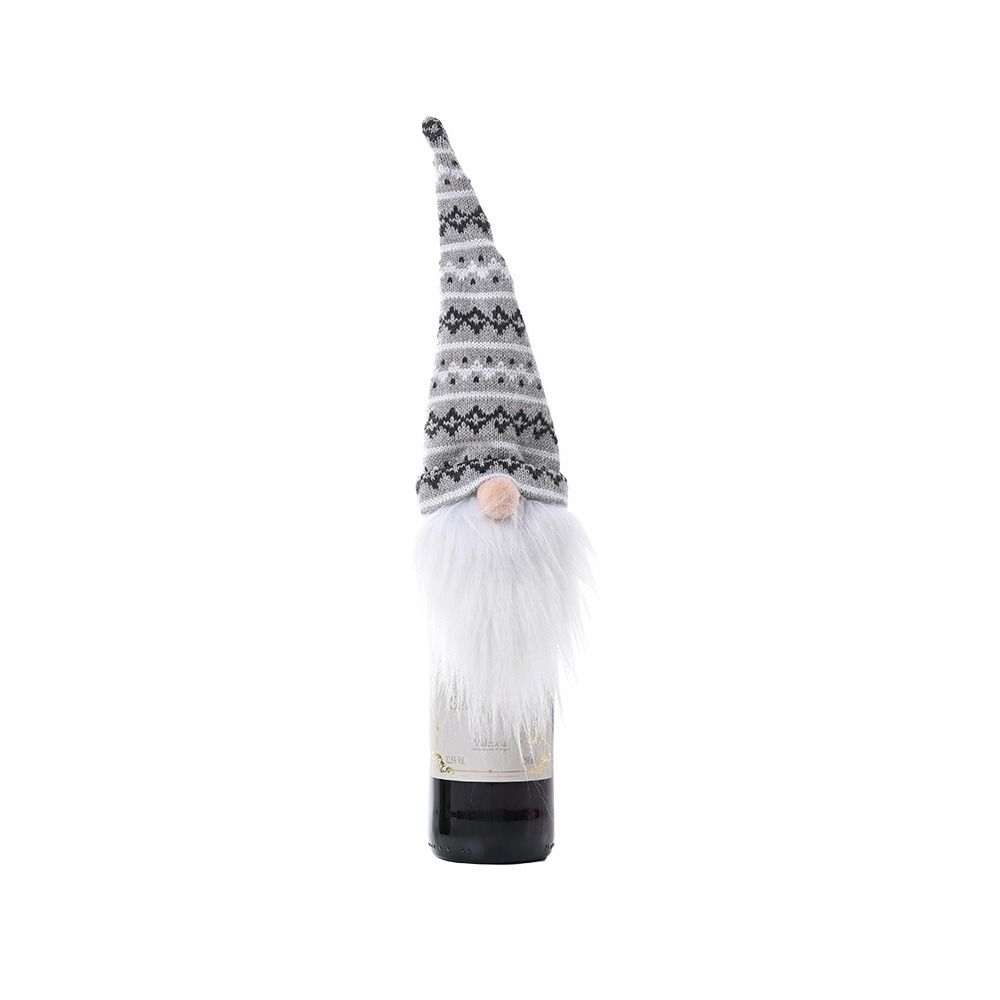 2pcs Cartoon Faceless Doll Champagne Bottle Cover Knitted Beer Wine Decor Party Favors