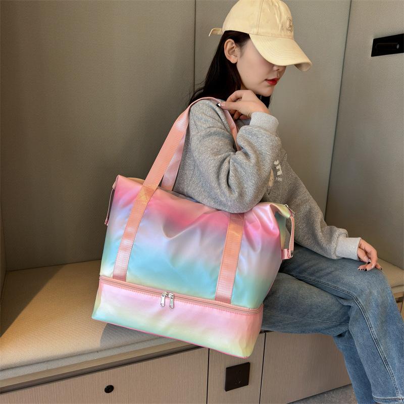 Fashion colorful portable swimming fitness bag dry and wet belt shoe compartment duffel bag moving storage bag maternity bag