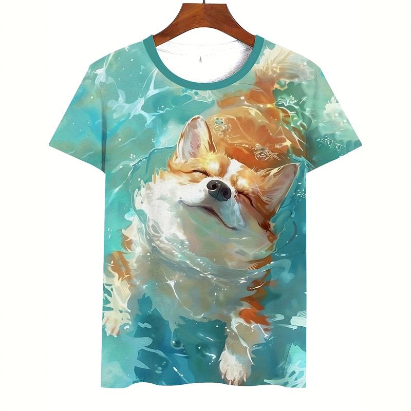 Men's 3D Cute Animal Dog Print T-Shirt Men Women Summer Funny Pets Casual Tees Cartoon O-Neck Short Sleeve T Shirt Hawaii Tshirt