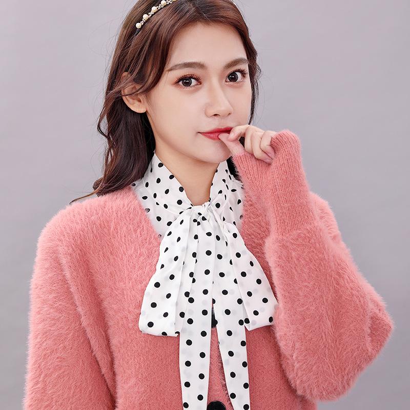 Elegant Sweater Decorative Fake Collar Polka Dot Bowknot Shirt Collar Detachable False Collar Half Shirt Blouse Top Neckerchief