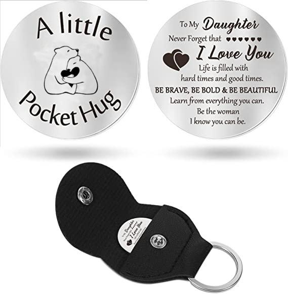 Cross Car Key Inspirational Decision Coin Leather Keychain with Stainless Steel Engraved Double-Sided Round Charm Gift