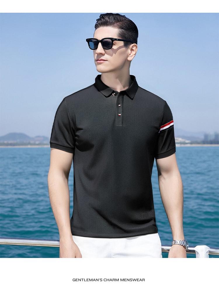 Breathable Bead Ground Tricolor Jovo Fashion Elegant American Retro Polo Shirt