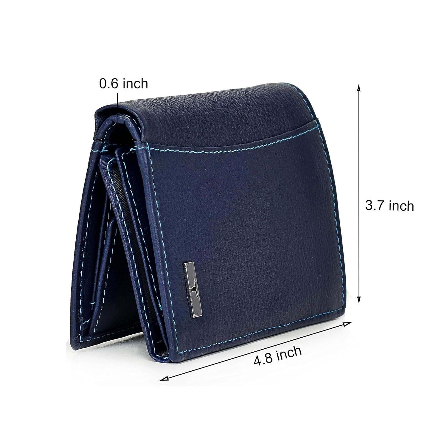 Мужской кожаный кошелек синего цвета — фото 2