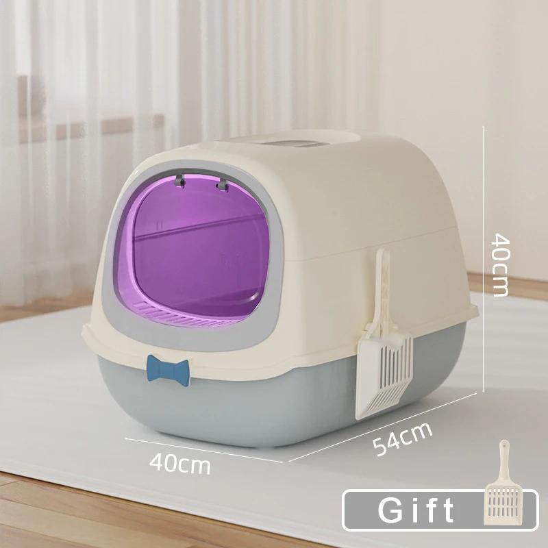 Large Capacity Cat Litter Box Pet Sandbox Splashproof UV Sterilized Cat Toilet Cleaning Basin Pet Cat Toilet Kitten Tray Bedpans