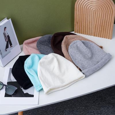 Autumn Winter Rolled Edge Rabbit Velvet Pile Cap Versatile Men's Women's Sleeping Cap Knitted Cap Warm Woolen Cap