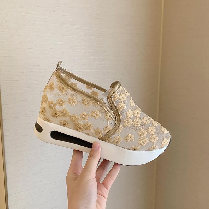 

Сітчасте дихаюче повсякденне жіноче взуття літо нова внутрішня висота збільшення однієї педалі ледачий кекс жіноче взуття з неглибоким ротом 42 хакі