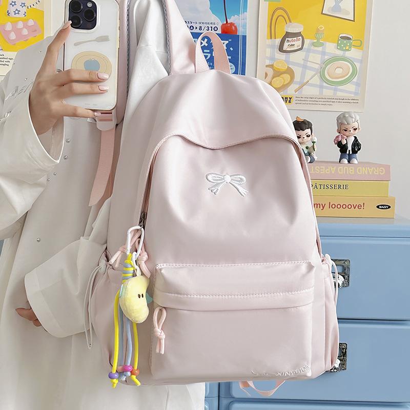 Schoolbag Japanese Simple Soft Girl Schoolbag Campus Fashion Solid Color Backpack High Value Versatile Lightweight Travel Backpack