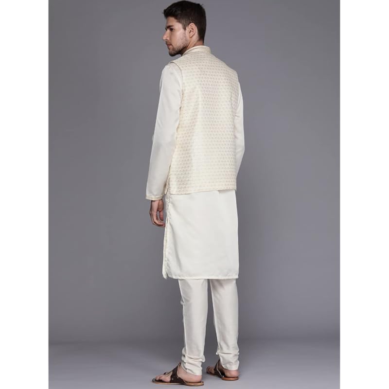 Set Giacca Kurta Manyavar da Uomo, Maniche Lunghe, Collo alla Mandarina, Abbigliamento Etnico, Set Giacca per Festival, Matrimonio, Festa Sati