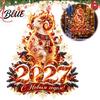 No Glue Window Art 2027 Zodiac Sheep Static Clings Red Gold Russian New Year Glass Decals Decals Reusable Stickers Double Sided Print for Home Shop