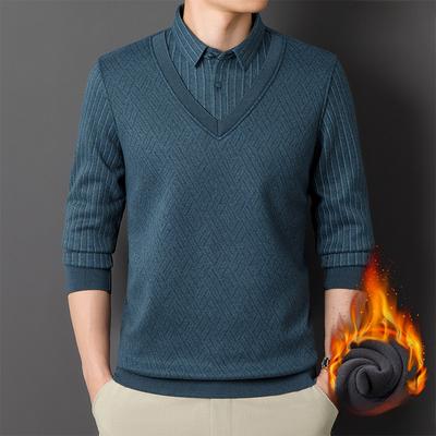 Nahtlose Herrenhemden für Herbst und Winter mit Woll- und Seidenimitat, zweiteilig, warm, langärmelig, Hemden und Fleece-Unterwäsche