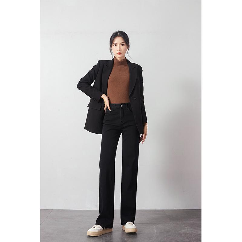 Women's High-Waisted Wide-Leg White Jeans, Floor-Length, Spring New Arrival, Versatile Slimming Straight Pants
