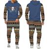 New Men 2 Pieces Tracksuit National Cow Skull 3D Print Casual Hoodies Sweatpants Sets Fashion Hip Hop Street Clothing Suits