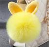 Cute Fluffy Bunny Toys Bear Keychain Rabbit Ear Key Chain Fur Woman Bag Charms Keyring Pom  Charm Pendant