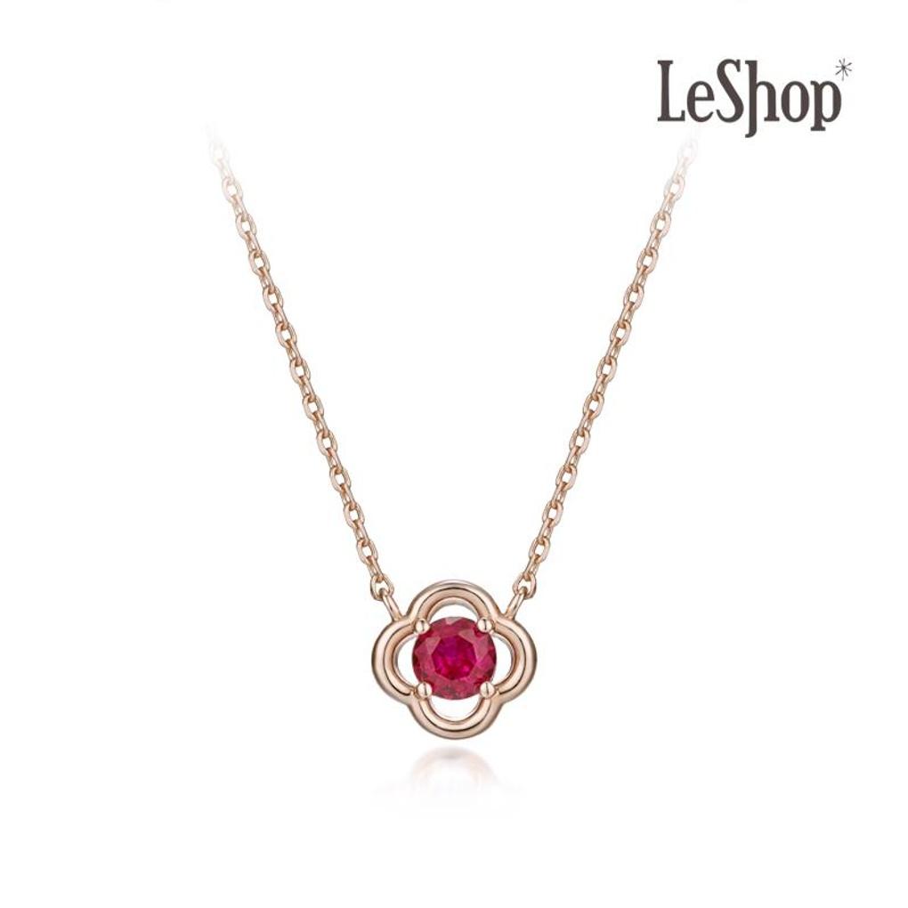 [LeShop] 14K Line Clover Necklace (Gold Plated)_LJ5316BRN