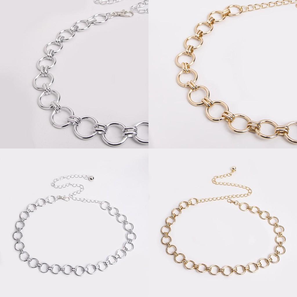 Elegant Gold And Silver Metal Waist Chain With Hook Closure For Daily Fashion