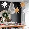 5Pcs Star Lanterns 12-Inch Paper Christmas Ornaments 9 Pointed Hanging Lamp Lampshades Vintage Farmhouse Xmas Party Decorations