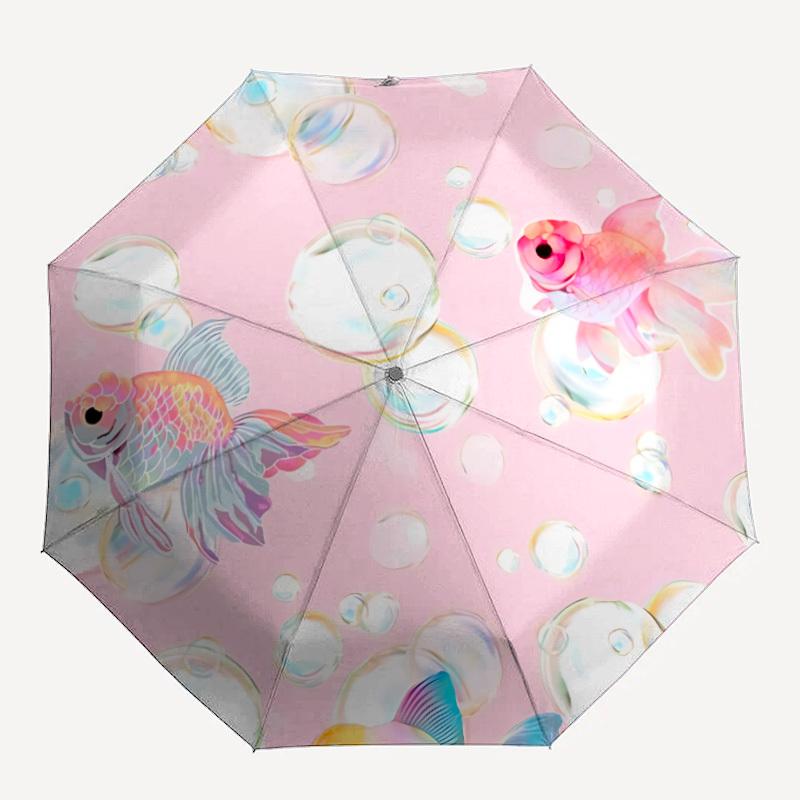 1pc Goldfish Bubbles Automatic Open/close Folding Umbrella, Compact Portable Travel Umbrella, Durable Construction Yy251230103