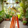 Brass Double Barrel Binocular Telescope with Wooden Tripod Nautical Marine Decor Handcrafted Spyglass