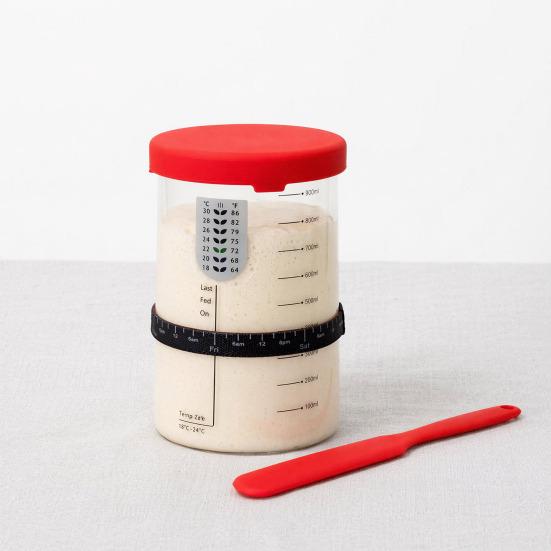 Sealed Jar, Sourdough Starter Kit with Date-Marked Feeding Tape, Large Wide Mouth Glass Jars for Active Fermentation