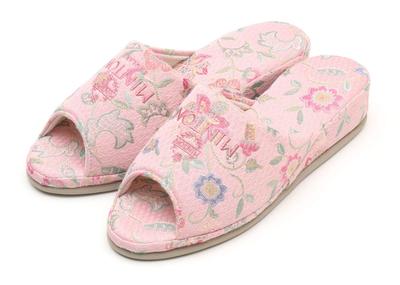 Minton Haddon Hall Jacquard Pantaloon Slippers Jacquard British (Floral Weave, Style) (Pink)