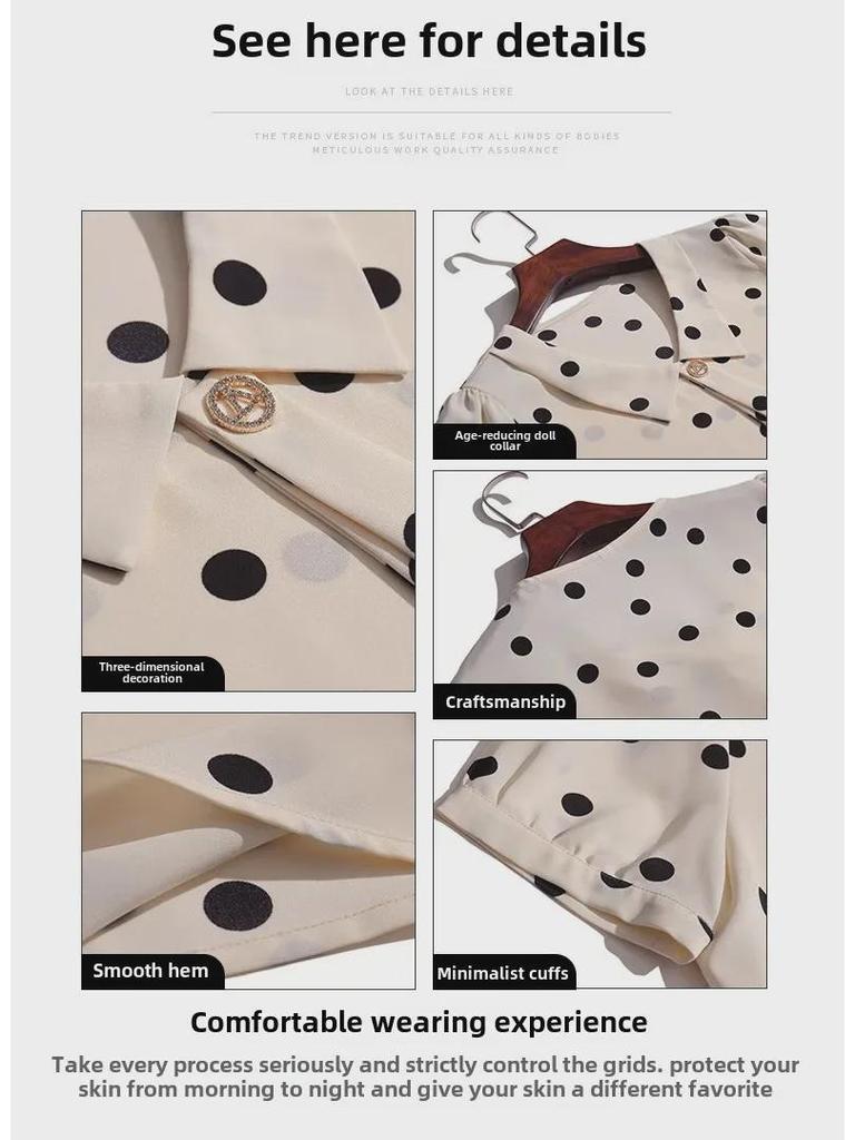 Women's Polka Dot Doll Collar Loose Tops - Summer 2023 Fashion