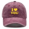 Golden "I LOVE YOU" Print Snapback Sun Hat, Valentine's Day Trucker Hat Hip Hop Curved Brim Sunshade Sun Visor Adjustable Baseball Cap