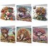 6pcs DIY Rhinestone Diamond Art Mosaic Postcards Diamond Art Greeting Cards for Xmas Birthdays Thanksgiving & Special Occasion