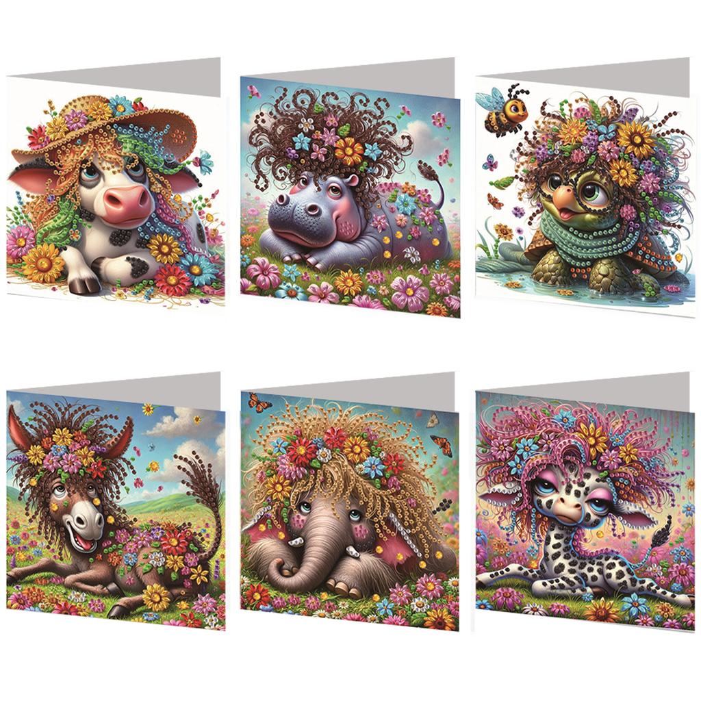 6pcs DIY Rhinestone Diamond Art Mosaic Postcards Diamond Art Greeting Cards for Xmas Birthdays Thanksgiving & Special Occasion
