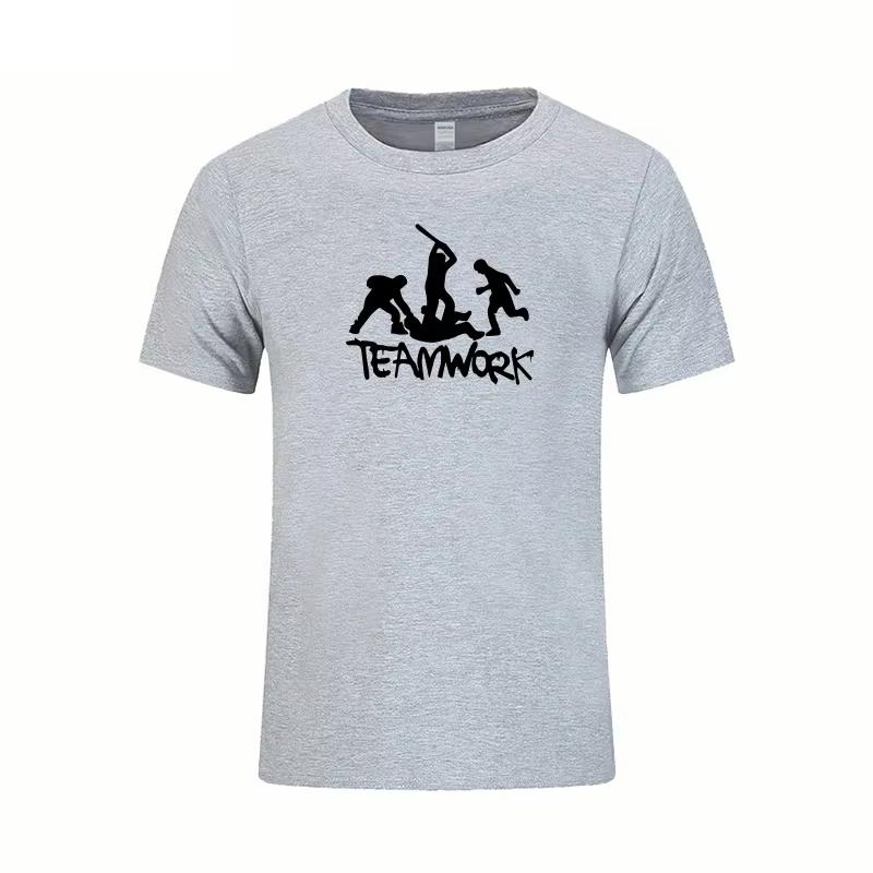 Teamwork Group Fights Funny Print T Shirt Unisex Summer Fashion Short Sleev Tshirts Humor Birthday Gift Tees Top Unisex Fashion