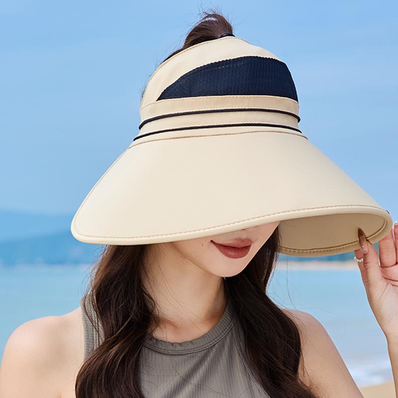 Damen Sommer Reise Strand Atmungsaktiv Pferdeschwanz-freundlich UPF50+ Sonnenschutz UV-Schutz Visier Kappe