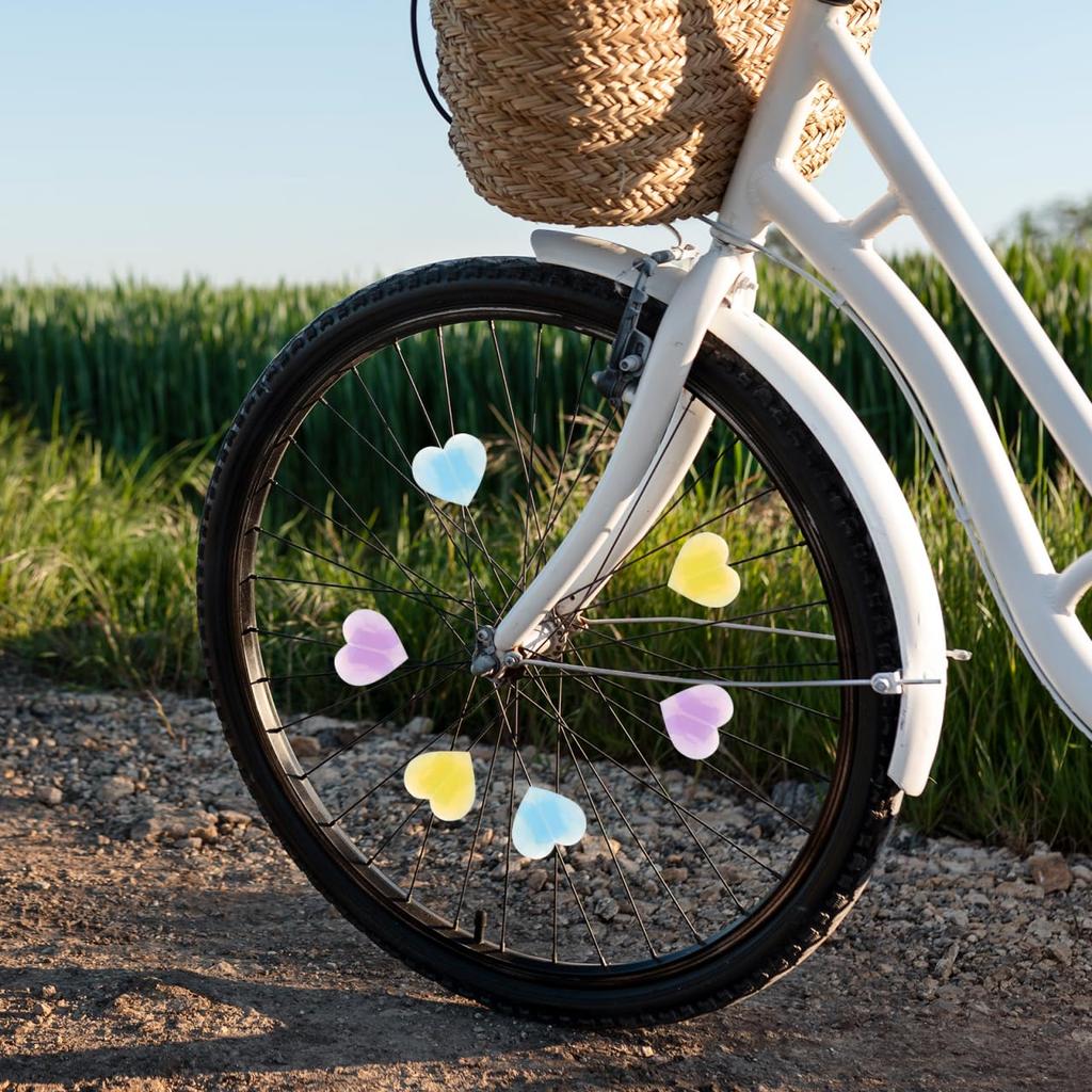 OUNONA Bicycle Wheel Spokes Decorative Heart Cute Character for Adults and Set of Plastic Decorations Accessories, Parts, Shape, Design, Stylish,
