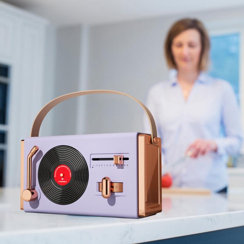 Tragbarer Retro-Bluetooth-Lautsprecher 3W ABS Lila für Wohnzimmer & Büro