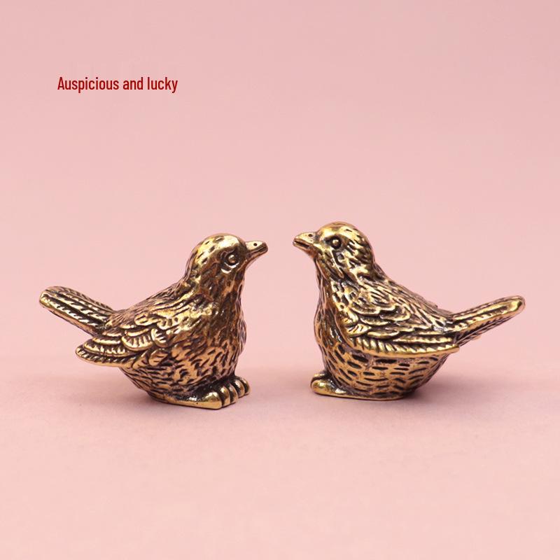 Spatz aus Messing Handgefertigtes Mikro-Landschaftsornament - Mondfest kleines Geschenk