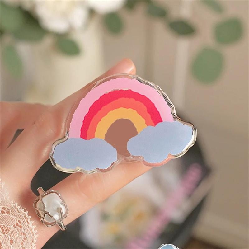 

Korea Graffiti Rainbow Cloud Grip Tok Cute 3D Star Holder For iPhone 14Pro Accessories Mobile Phone Stand Holder GripTok Support