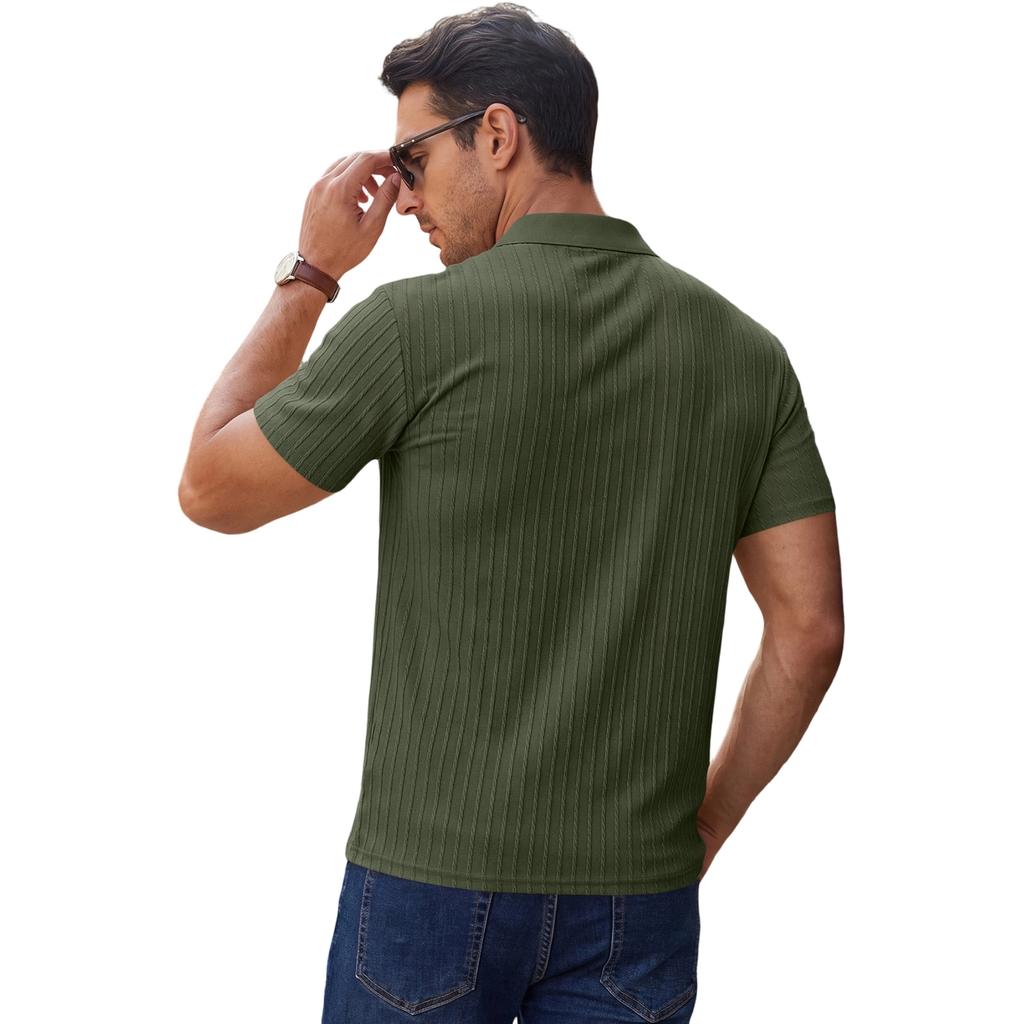 Men's Half-Zip Collar T-Shirt Breathable Loose Fit Summer Casual