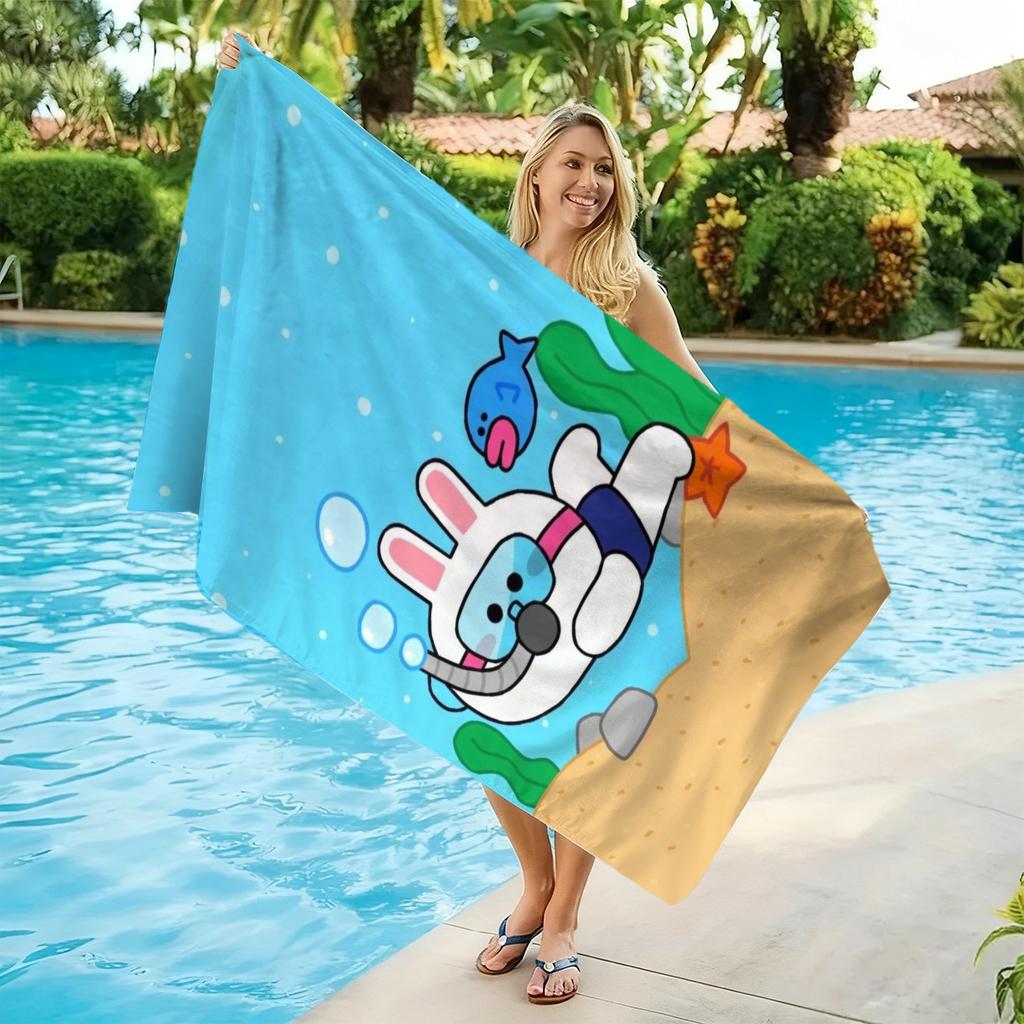 Cartoon Rabbit Beach Towel Quick-drying Super Absorbent Suitable for Swimming Beach Vacation Pool Gym Summer Gift for Children