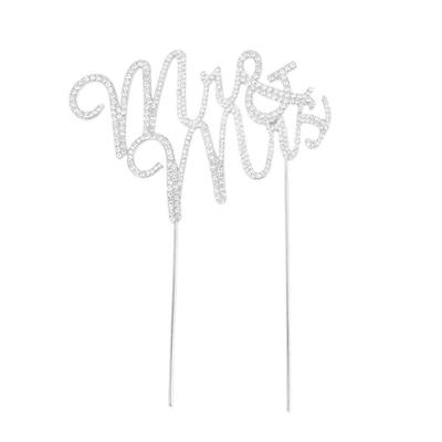 Adorno para Tarta de Boda Plateado con Púa de Diamantes de Imitación, Adorno para Tarta de Compromiso y Aniversario