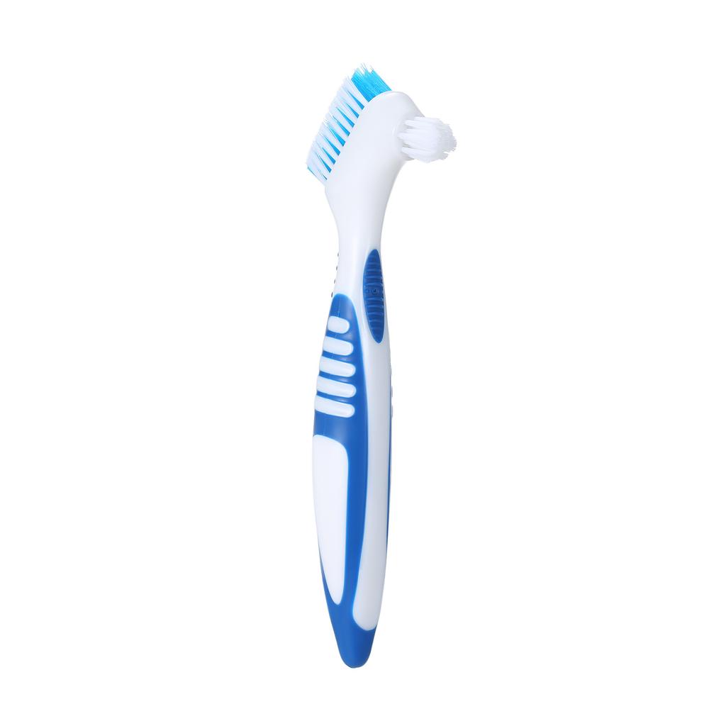 Denture Cleaning Brush Multi Layered Bristles False Teeth Brush Bristles Ergonomic Rubber Handle Oral Care Tool